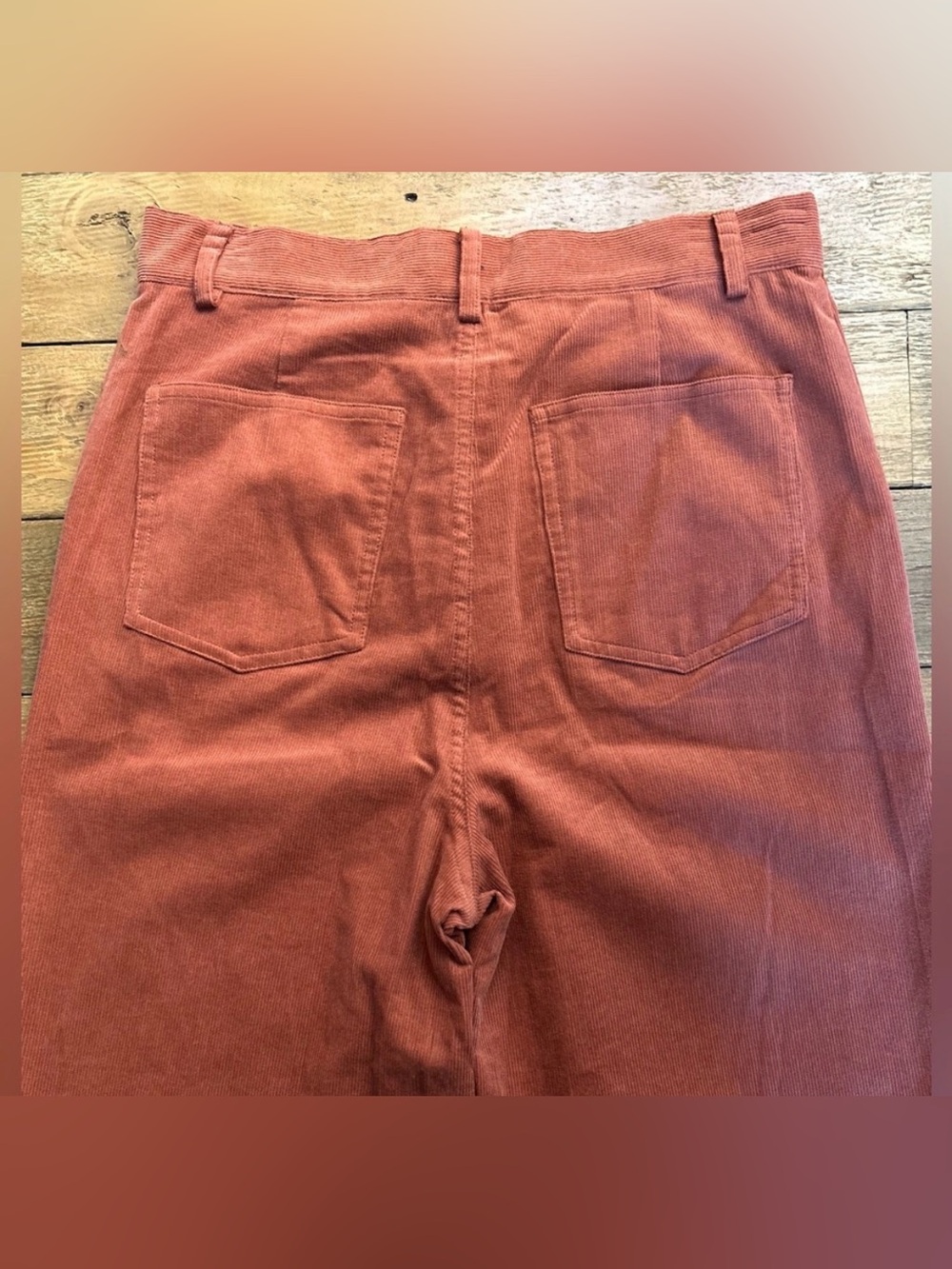 Elodie Rust Microribbed Corduroy High-Waist Straight Leg Pants - Picture 6 of 9